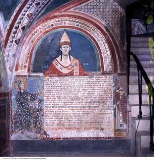 Papst Innozenz III. überreicht dem heiligen Benedikt eine Bulle