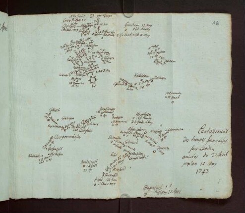 16, Cantonnement des troupes françaises...1743