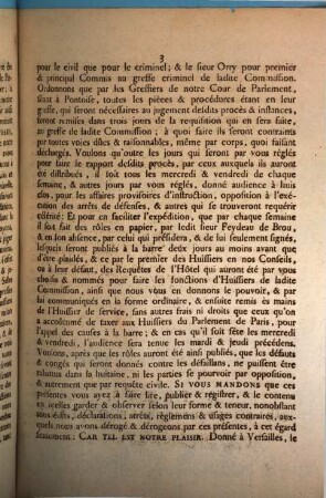 Lettres patentes du Roi en forme de commission, portant l'établissement d'une chambre des vacations
