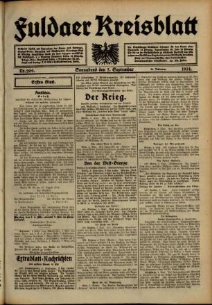 Ausgabe vom Samstag, den 05. September 1914.