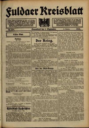 Ausgabe vom Samstag, den 05. September 1914.