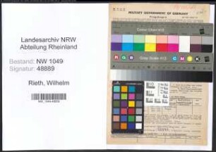 Entnazifizierung Wilhelm Rieth , geb. 18.02.1906 (Musiker)
