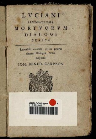 Lvciani Samosatensis Mortvorvm Dialogi Graece