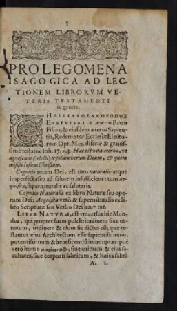 Prolegomena Isagogica Ad Lectionem Librorum Veteris Testamenti in genere.