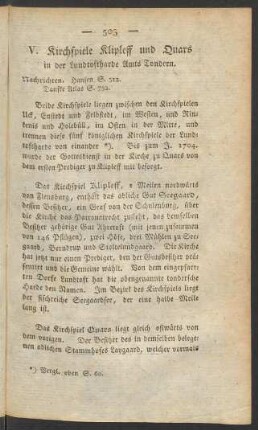 V. Kirchspiele Klipleff und Quars ...