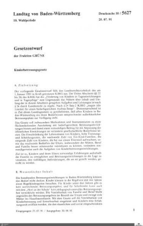 Gesetzentwurf der Grünen: Kinderbetreuungsgesetz