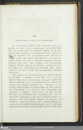 IX. Statistisches über die Gemeinde