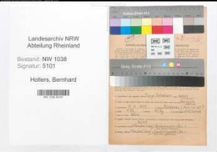 Entnazifizierung Bernhard Holters , geb. 13.11.1887 (Telegraphensekretaer)