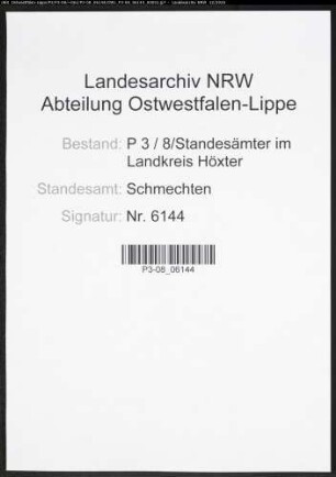 Sterberegister Standesamt Schmechten