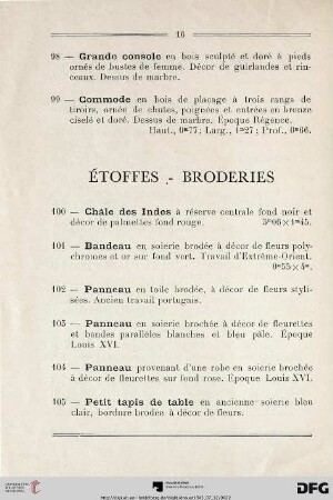 Étoffes – Broderies (Nr. 100-110)