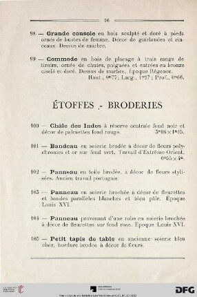 Étoffes – Broderies (Nr. 100-110)
