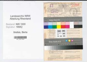 Entnazifizierung Berta Wefels, geb. 24.06.1891 (Buchhaendlerin)