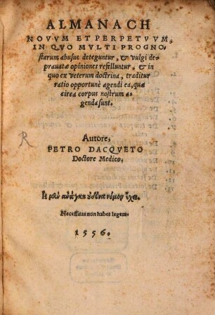 Almanach novum ... in quo multi prognostarum abusus deteguntur