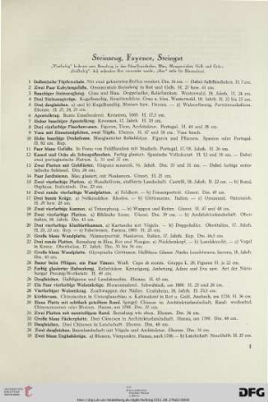 Steinzeug, Fayence, Porzellan (Nr. 1-42)