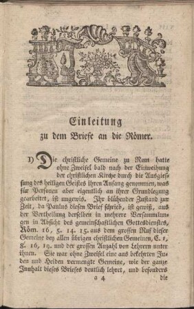 Einleitung zu dem Briefe an die Römer.