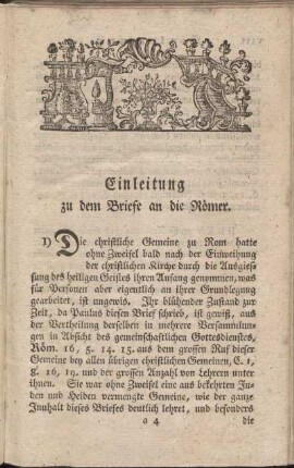 Einleitung zu dem Briefe an die Römer.