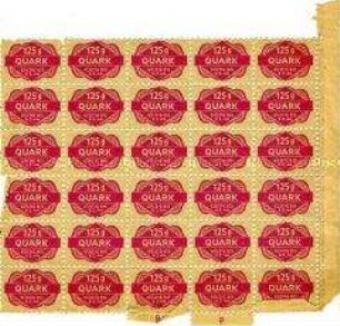 Block mit 30 Lebensmittelmarken für je 125 g Quark