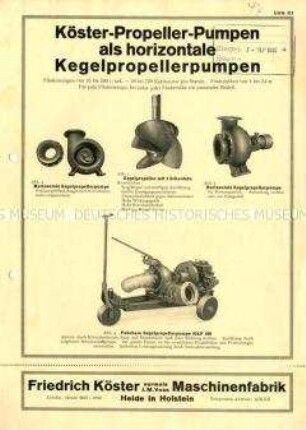 Köster-Propeller-Pumpen als horizontale Kegelpropellerpumpen / Liste 311