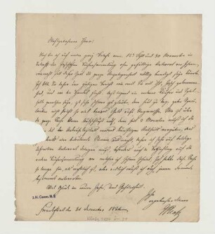 Brief von Georg Franz Burkhard Kloss an Joseph Heller
