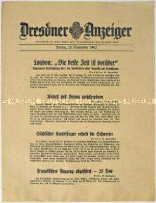 Nachrichtenblatt "Dresdner Anzeiger" u.a. zur Eroberung Burmas