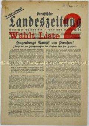 Wochenzeitung der DNVP zur preußischen Landtagswahl 1932