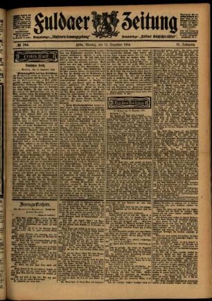 Erste Ausgabe vom Montag, den 12. Dezember 1904.