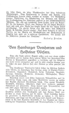 Von Hamburger Domherren und Holsteiner Dörfern.