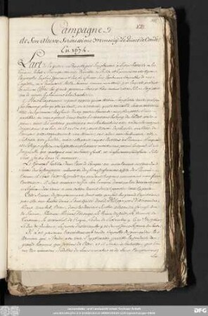 [XXI] Campagne de Son altesse Serenissime Monseig[neur] Le Prince de Condé. En 1674.