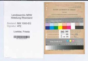Entnazifizierung Frieda Loebbe, geb. 25.11.1899 (Lehrerin)