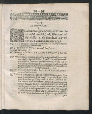 Tit. I. De origine feudi.