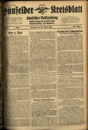 Erste Ausgabe vom Freitag, den 26. April 1935.