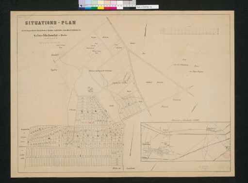 Situations-Plan von den mit den Bauparcellen des Rittergutsbesitzers Carstenn zu Lichterfelde grenzenden Grundstücken des Kaufmann Felix Rosenthal zu Berlin