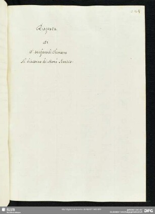 [Text 5:] Risposta di don Stefano di Chemarra al discorso di monsignor nunzio.