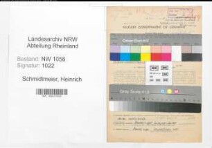 Entnazifizierung Heinrich Schmidtmeier , geb. 04.08.1896 (Lehrer)