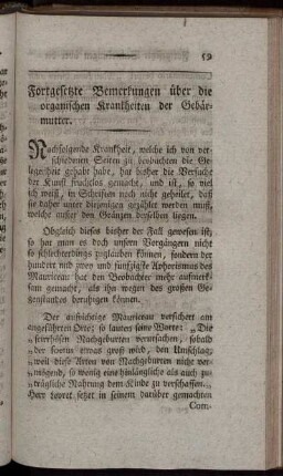 7. Fortgesetzte Bemerkungen über die organischen Krankheiten der Gebärmutter.