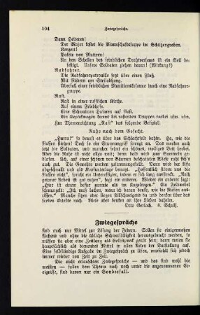 104, Zwiegespräche