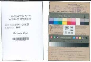 Entnazifizierung Karl Geusen , geb. 19.12.1896 (Beamter)