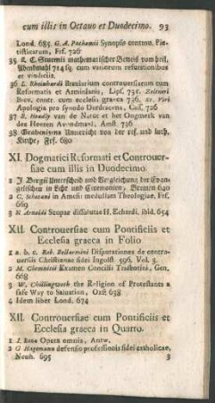 XII. Controversiae cum Pontificiis et Ecclesia graeca