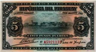 Geldschein, 5 Pesos, 1923