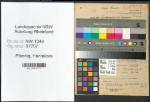 Entnazifizierung Hannelore Pfennig , geb. 26.03.1922 (Lehrerin)