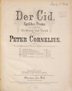 Der Cid : lyrisches Drama in 3 Aufzügen