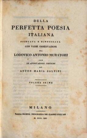 Della perfetta poesia Italiana, 1 (1821)