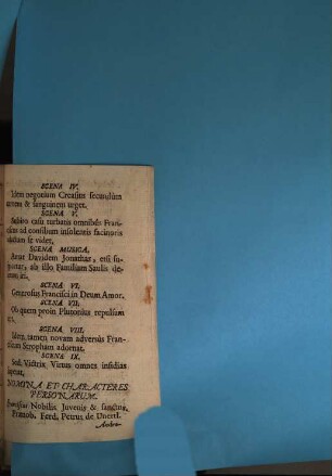 Amoris in Deum Actus heroicus in scenam datus, cum in Congregatione Media B. V. Mariae ... novus magistratus promulgaretur