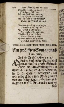 Am zwölfften Sontage nach Trinitatis.