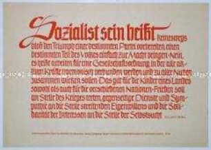 Flugblatt mit einem Zitat von August Bebel über die Berufung eines Sozialisten