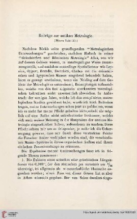 7: Beiträge zur antiken Metrologie