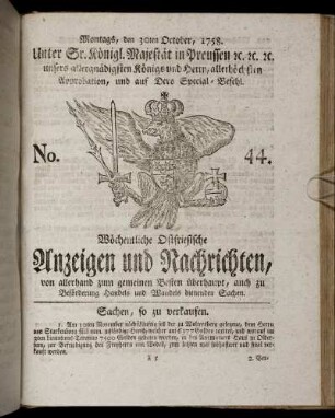 No. 44. Montags, den 30ten October, 1758.