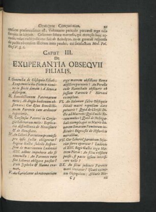 Caput III. De Exuperantia Obsequii Filialis.