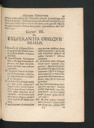 Caput III. De Exuperantia Obsequii Filialis.