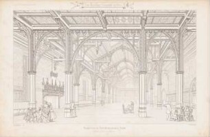 Kaufhaus Gürzenich, Köln: Perspektivische Innenansicht (aus: Atlas zur Zeitschrift für Bauwesen, hrsg. v. G. Erbkam, Jg. 12, 1862)